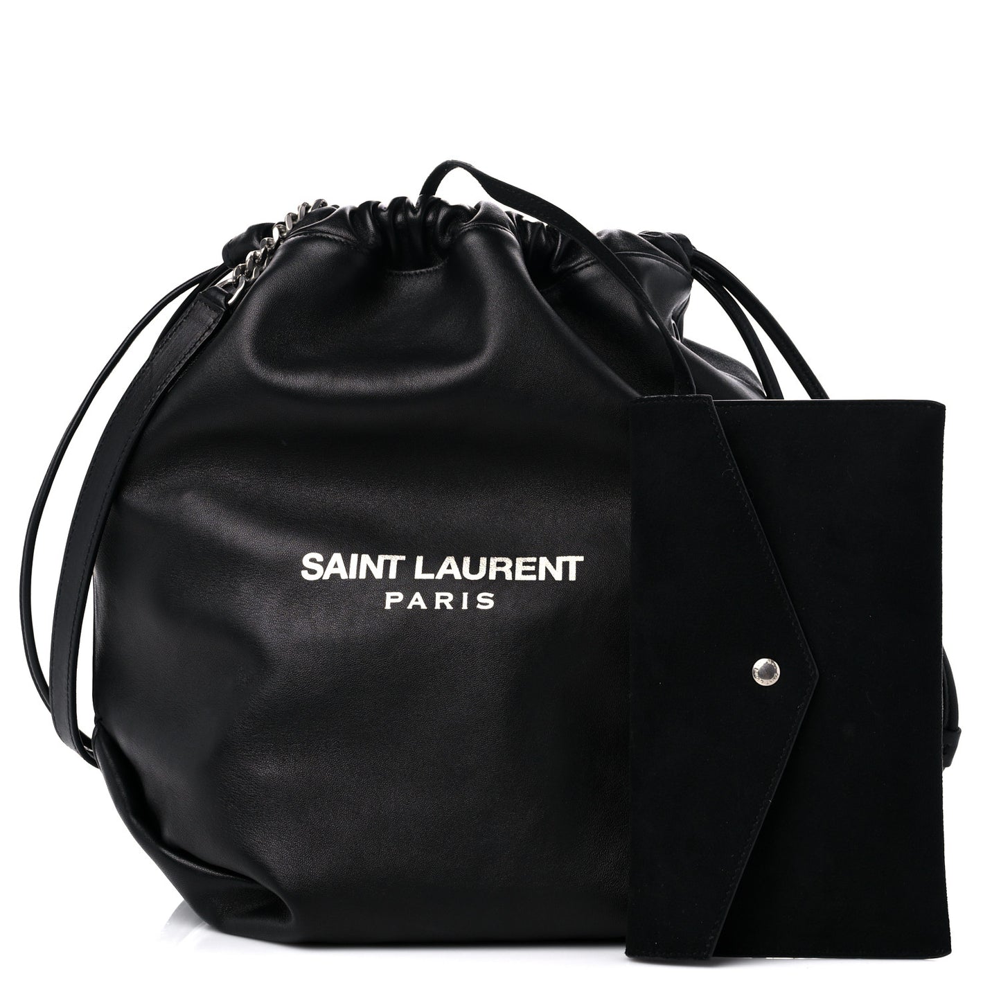 Lambskin Teddy Drawstring Bag Black