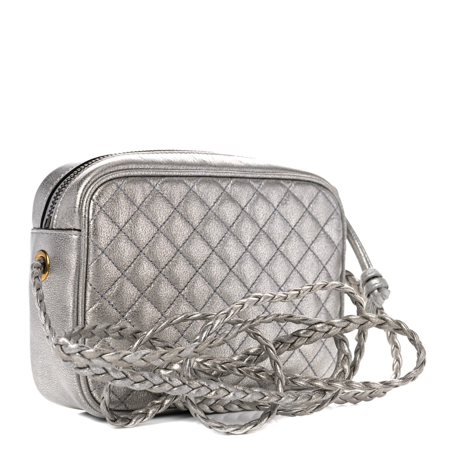 Gucci Laminated Nappa Web Trapuntata Mini GG Shoulder Bag Argento 3 of 8