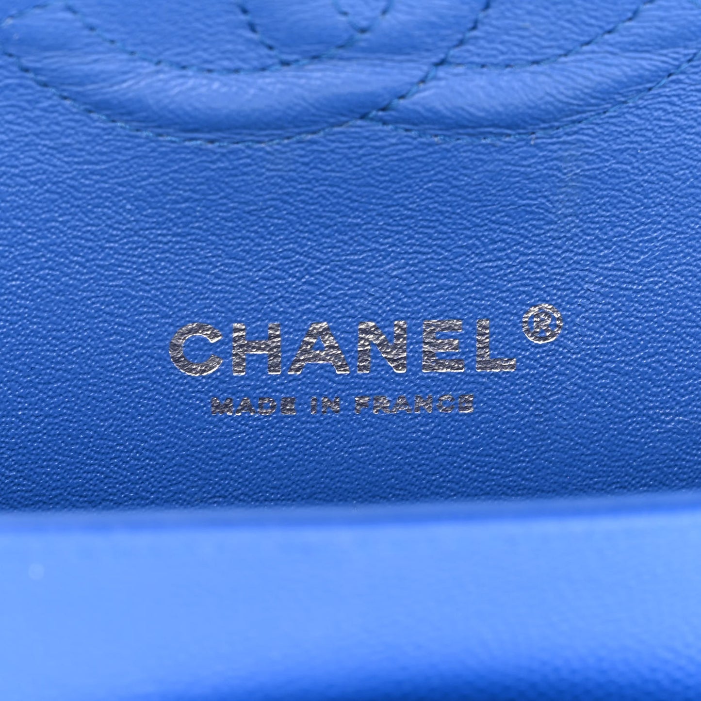 Caviar Chevron Quilted Medium Double Flap Blue