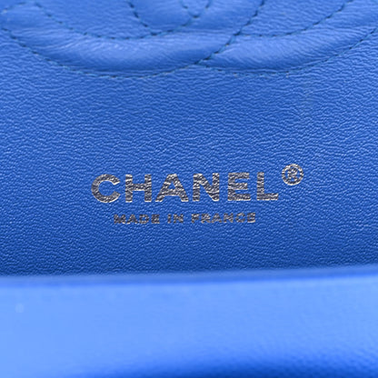 Chanel Caviar Chevron Quilted Medium Double Flap Blue 6 of 14