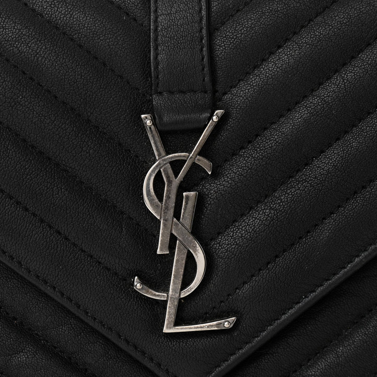 Sheepskin Matelasse Chevron Monogram Medium College Bag Asphalt