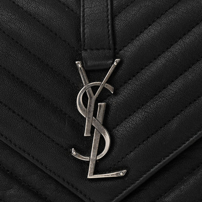 Saint Laurent Sheepskin Matelasse Chevron Monogram Medium College Bag Asphalt 6 of 9
