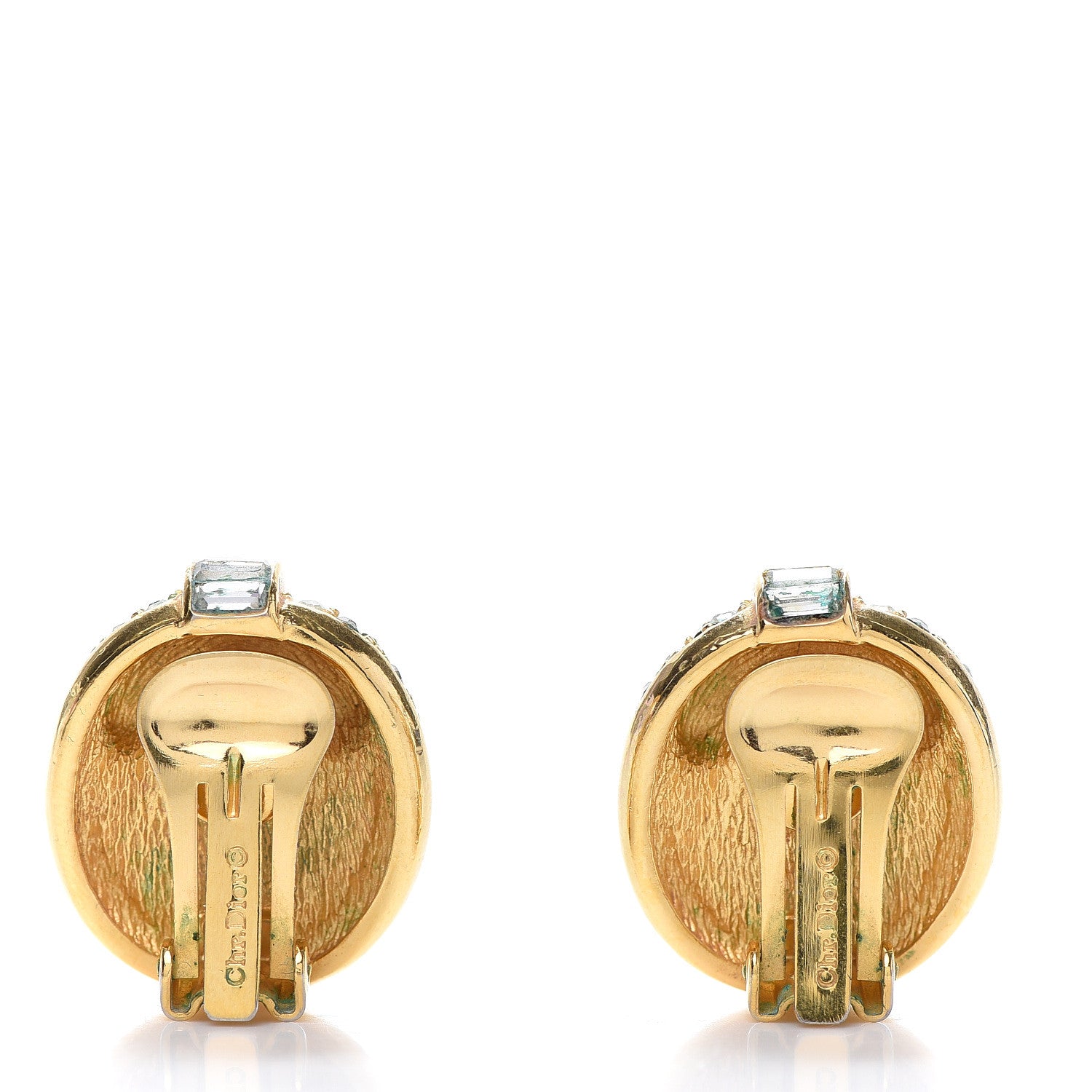 Christian Dior Pearl Crystal Clip On Earrings Gold 4 of 9