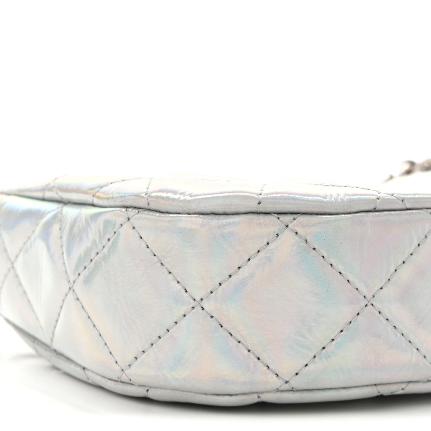 Chanel Iridescent Mirror Goatskin Quilted Clutch With Chain Silver 9 of 11