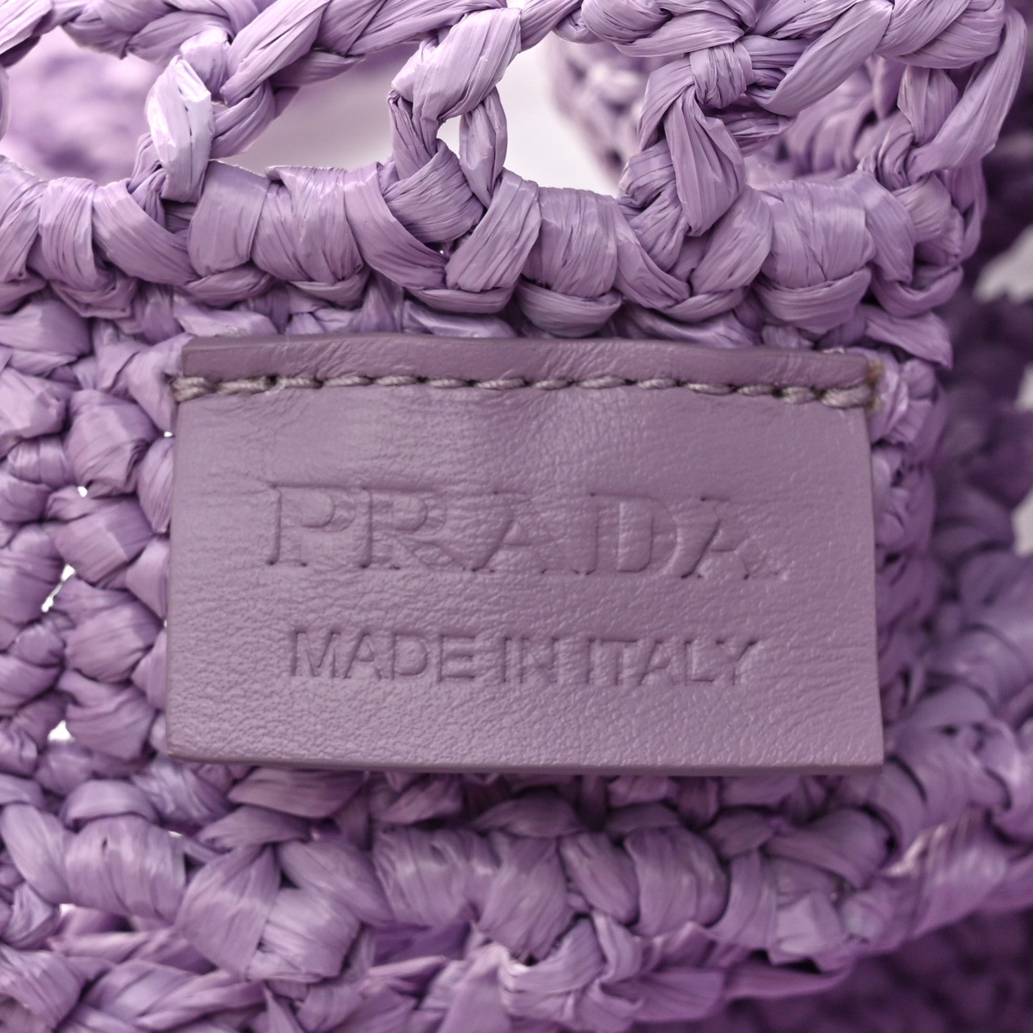 Prada Yarn Raffia Effect Crochet Logo Embroidered Tote Bag Lilium 6 of 10