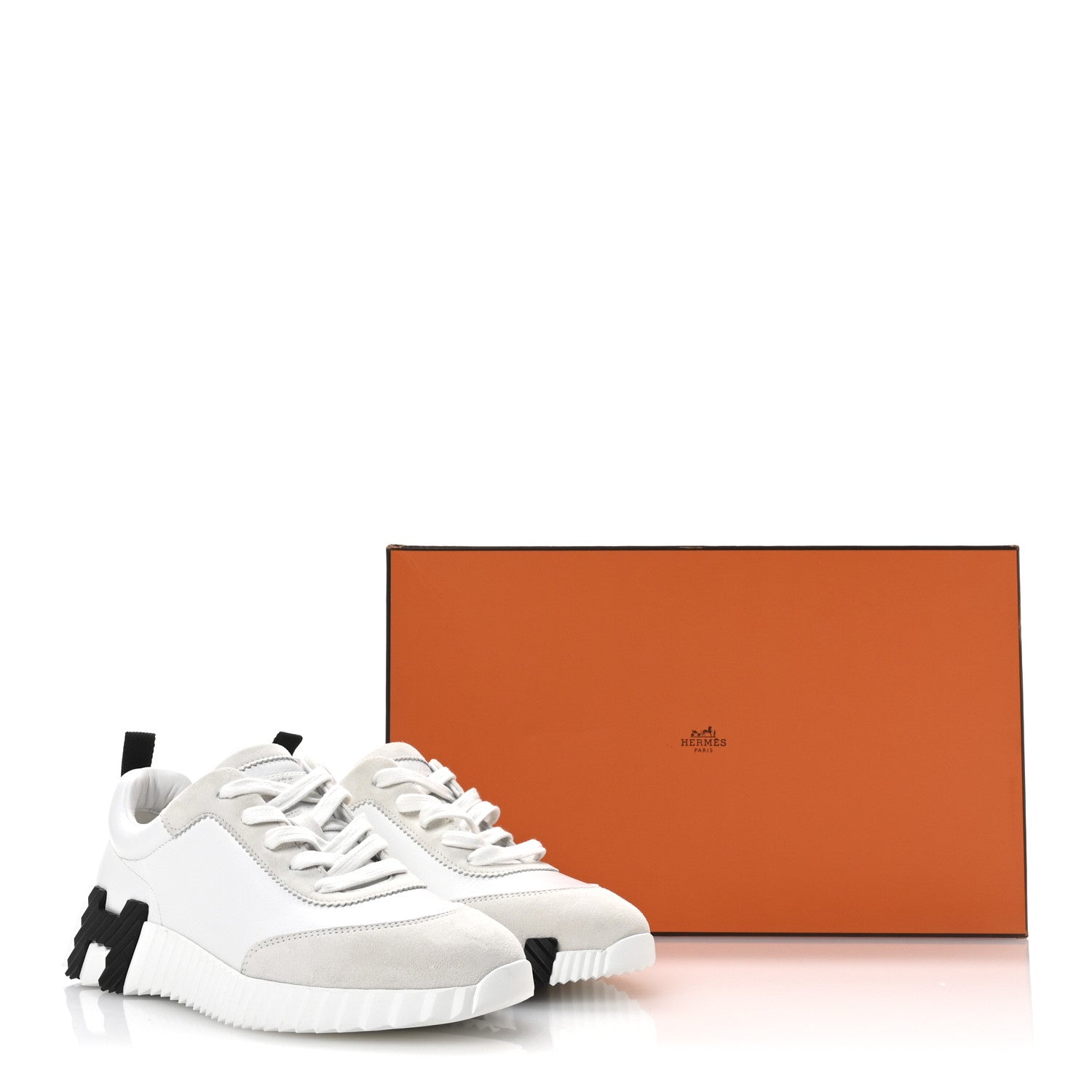 Hermes Calfskin Suede Goatskin Bouncing Sneakers 36.5 White 8 of 8