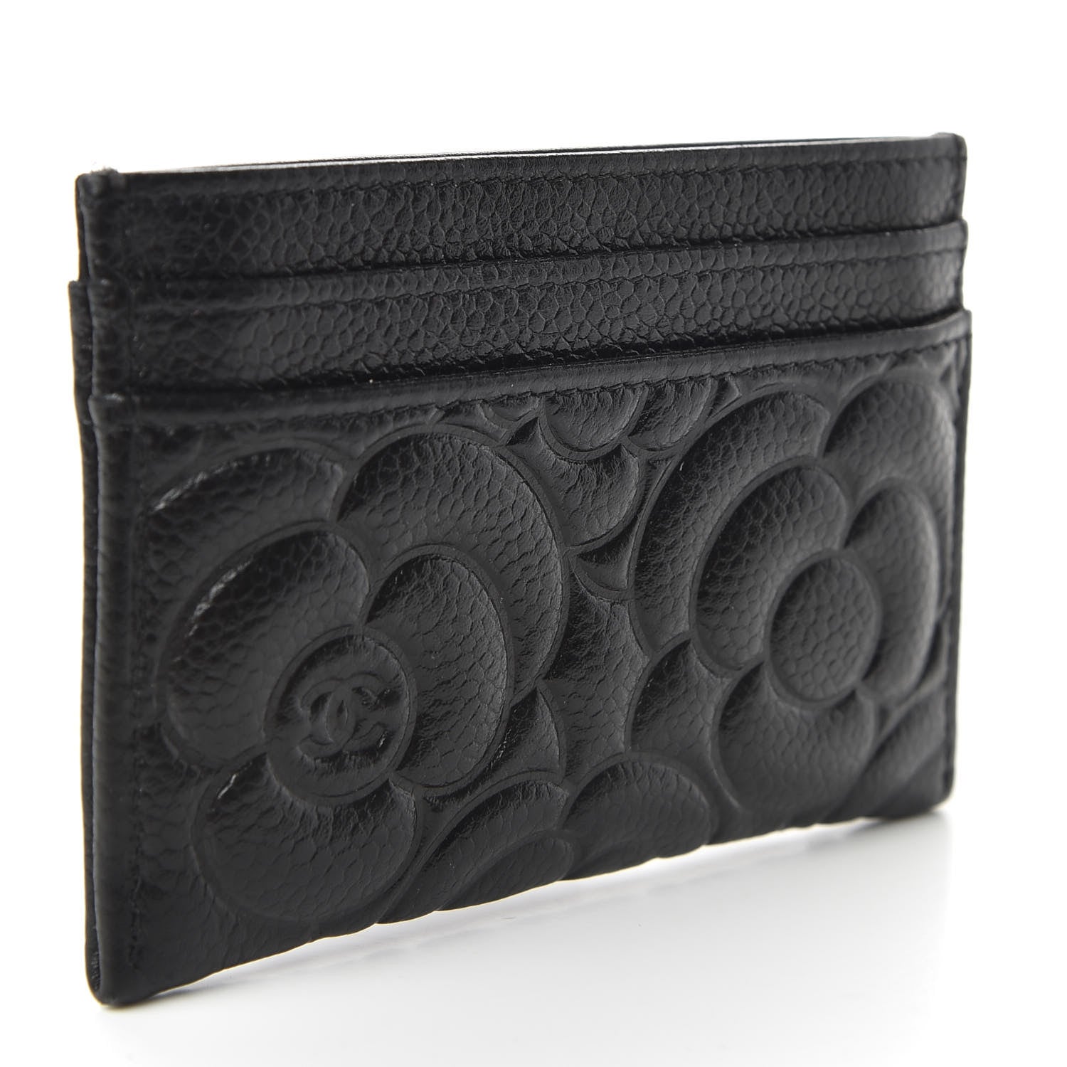 Chanel Caviar Camellia Embossed Card Holder Black 3 of 7