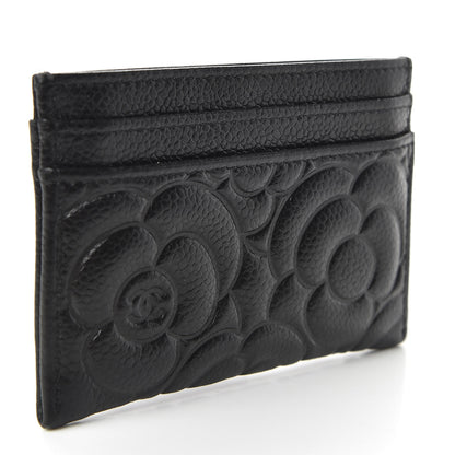 Chanel Caviar Camellia Embossed Card Holder Black 3 of 7