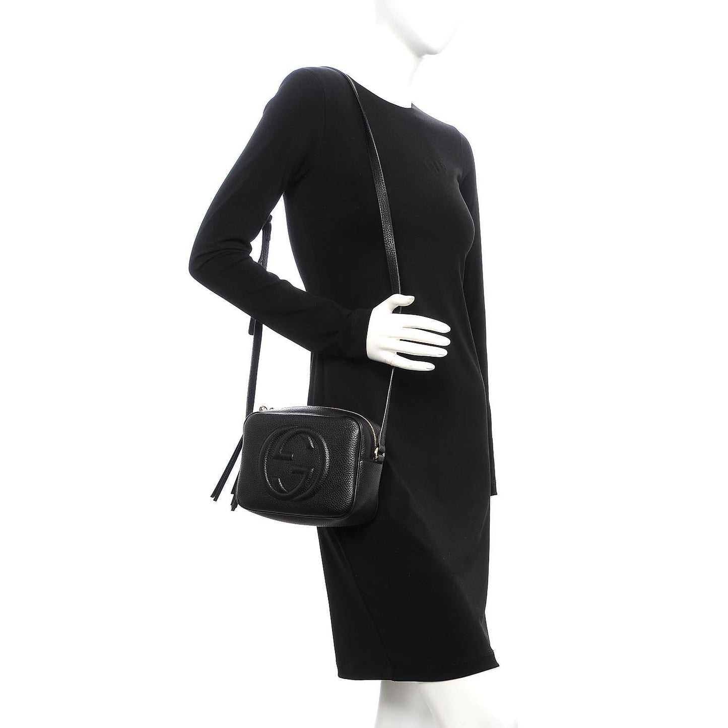 Pebbled Calfskin Small Soho Disco Bag Black