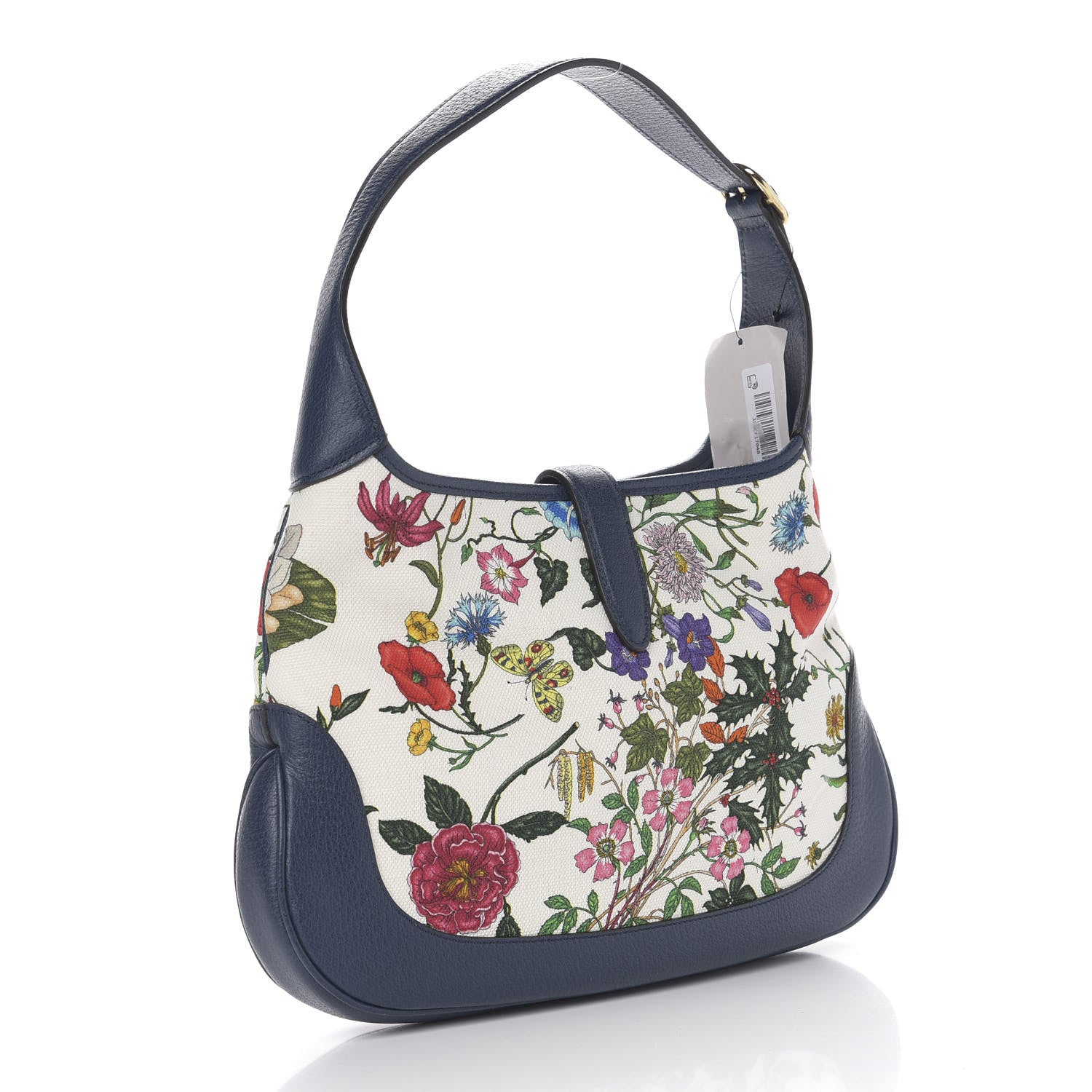 Gucci Canvas Flora Medium Jackie Hobo Blue Agata 2 of 9