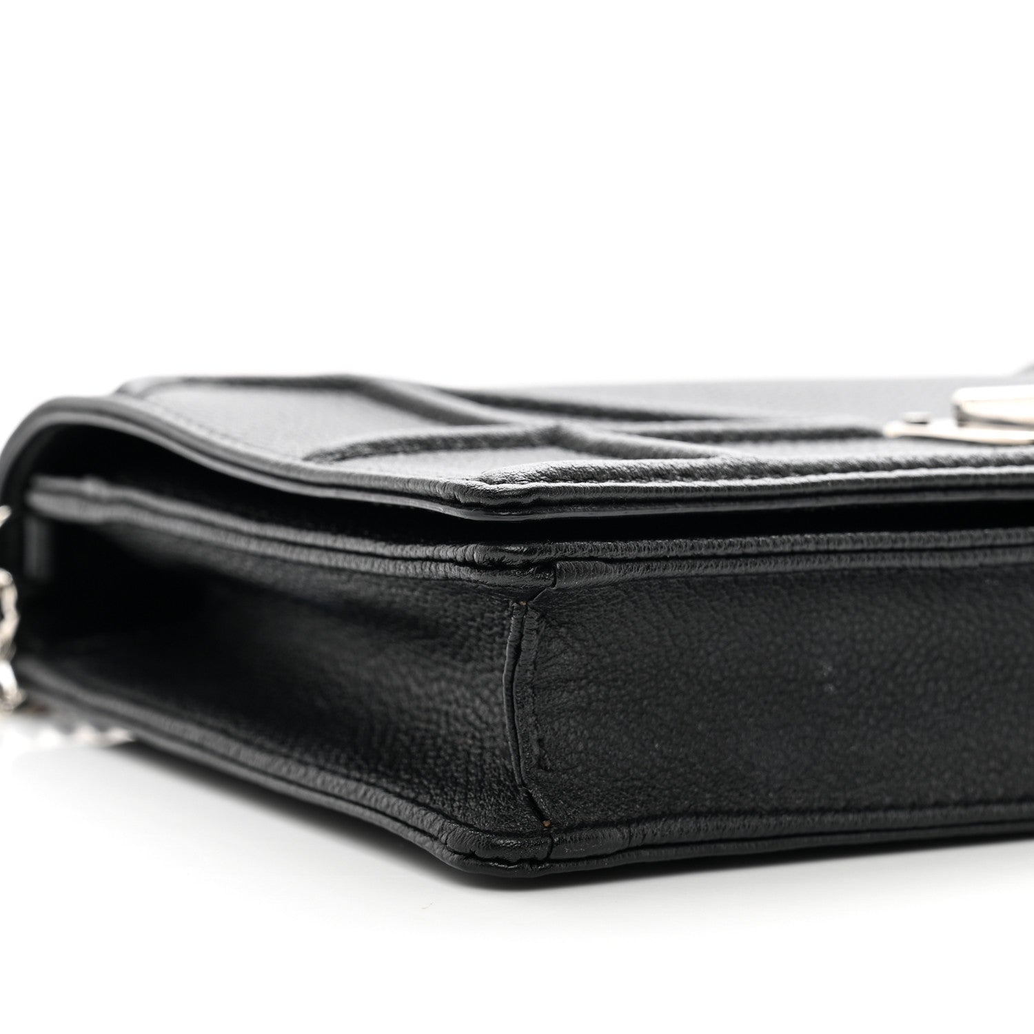 Christian Dior Grained Calfskin Diorama Wallet on Chain Pouch Black 9 of 10