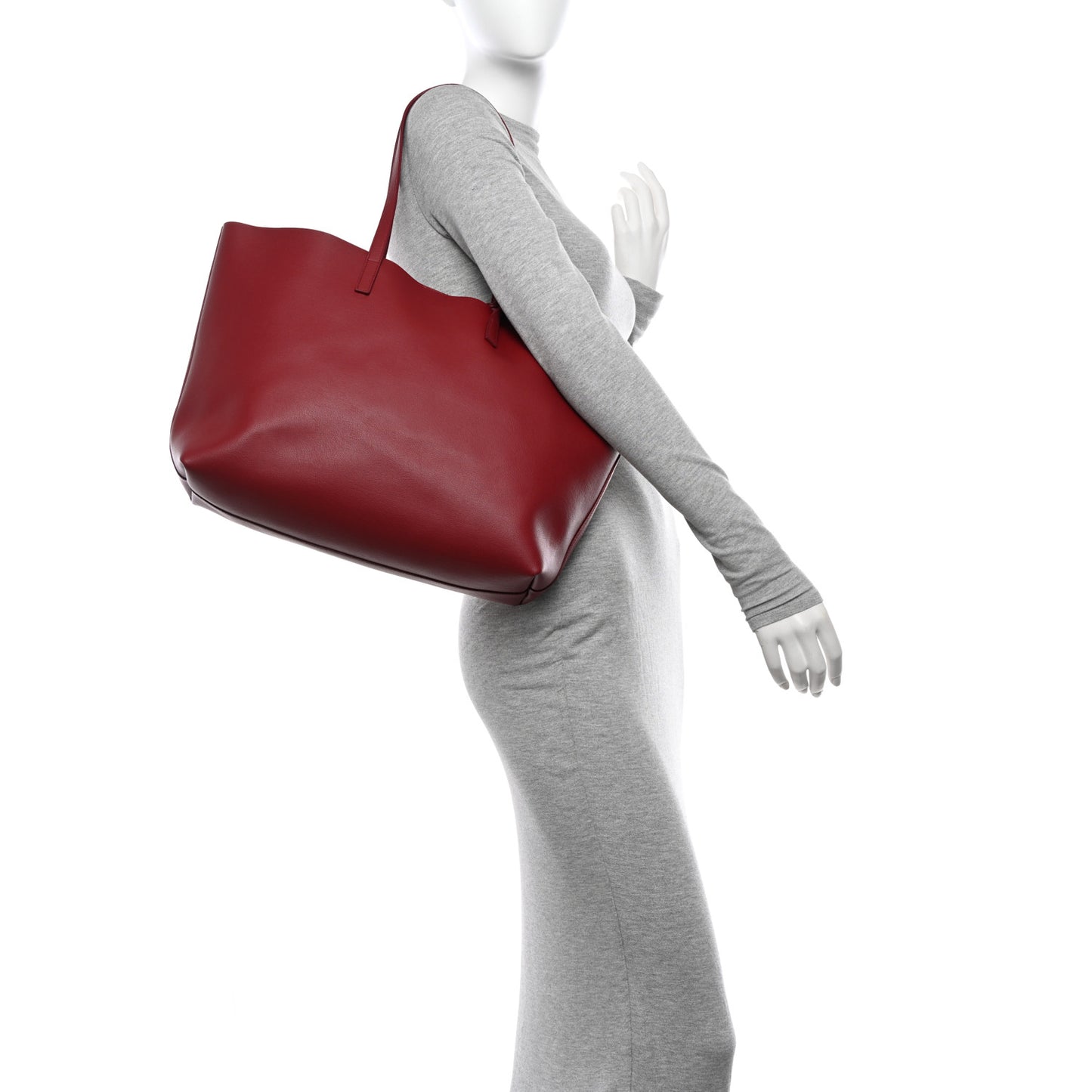 Calfskin Large Shopping Tote Opyum Red