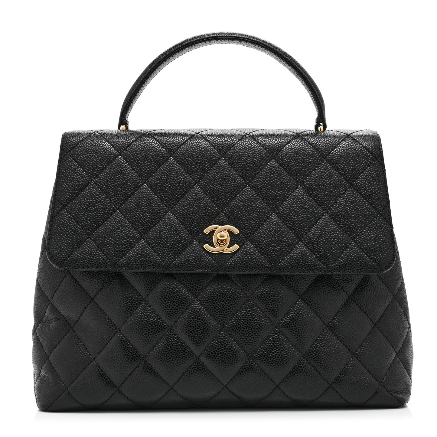 Caviar Quilted Jumbo Kelly Flap Black