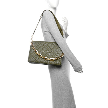 Louis Vuitton Lambskin Embossed Monogram Coussin MM Khaki 2 of 10