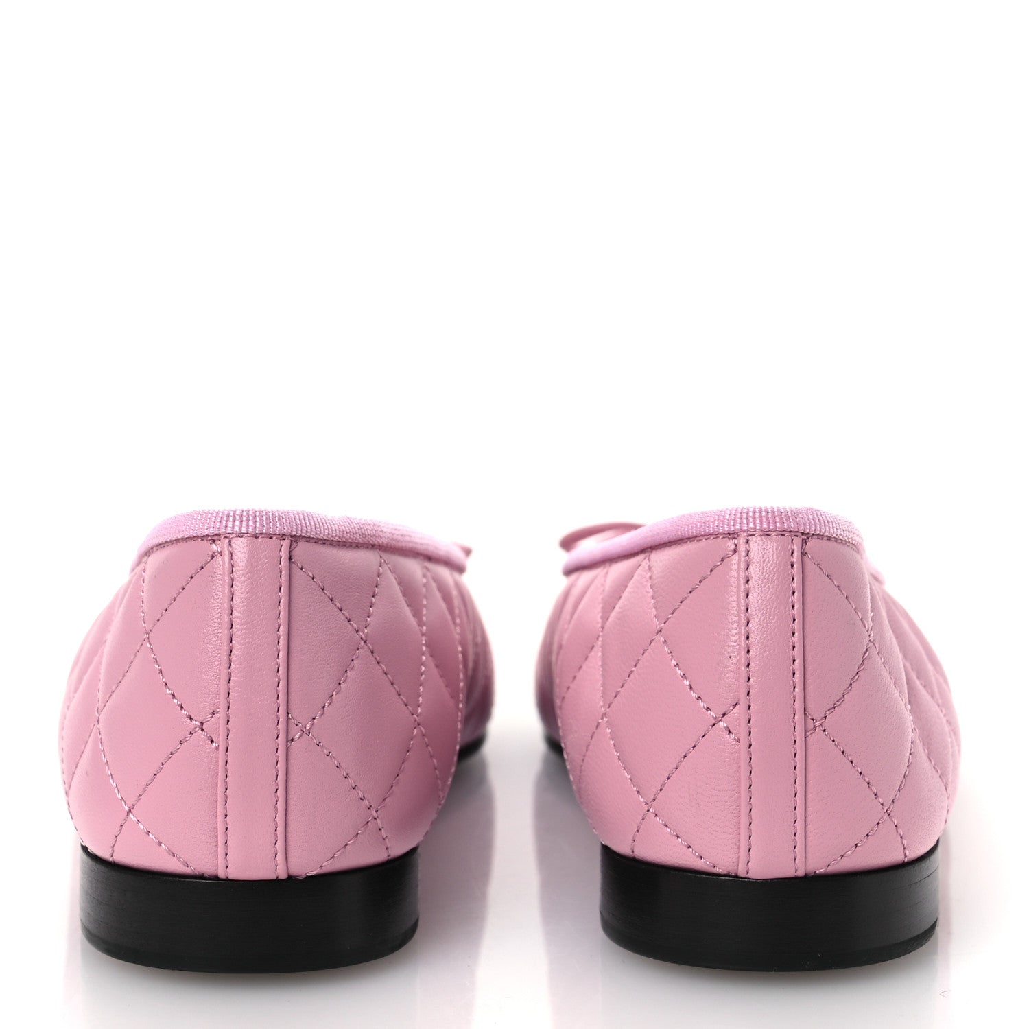 Chanel Lambskin Quilted CC Cap Toe Ballerina Flats 37 Light Pink Black 6 of 11