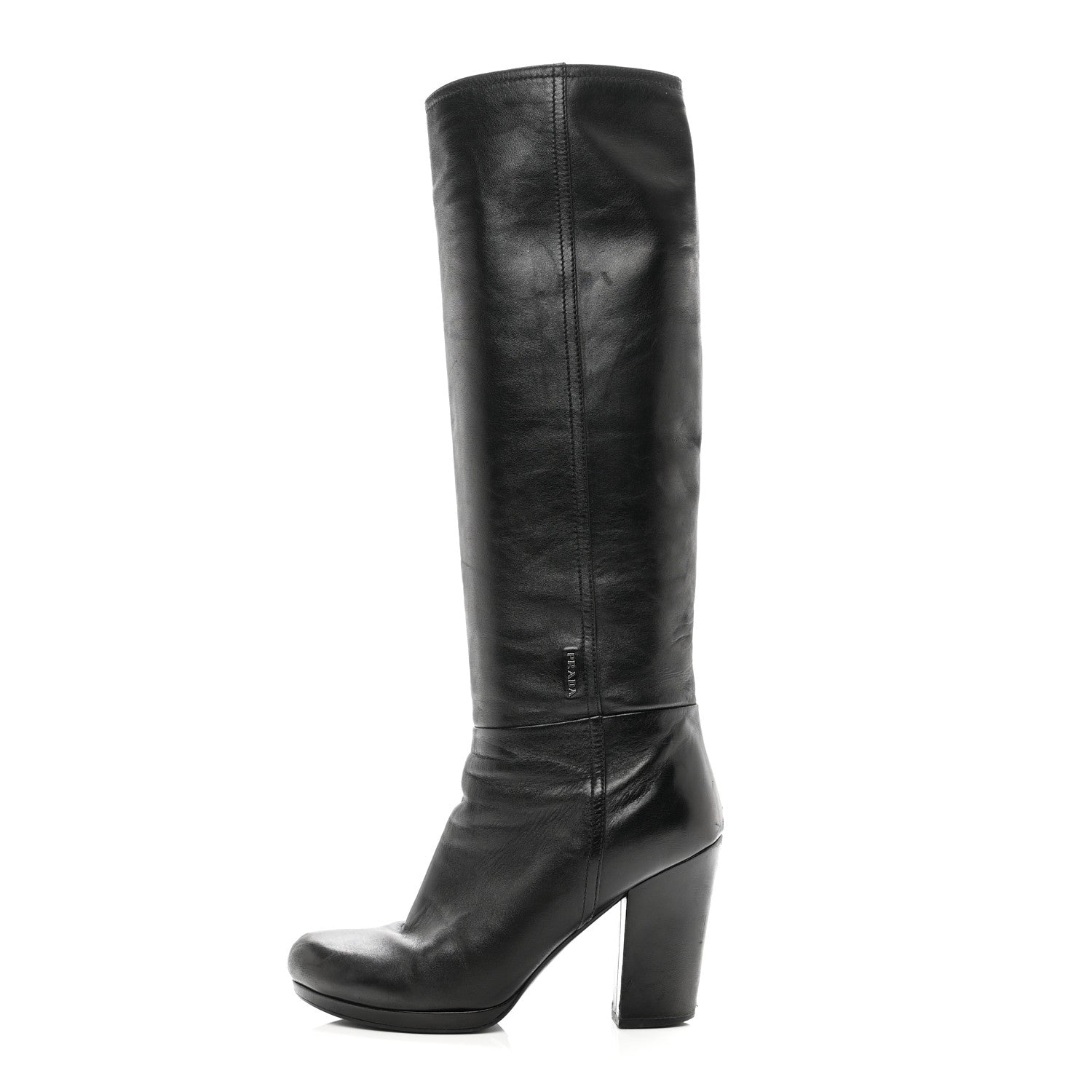 Prada Calfskin Knee Boots 39 Black 1 of 10
