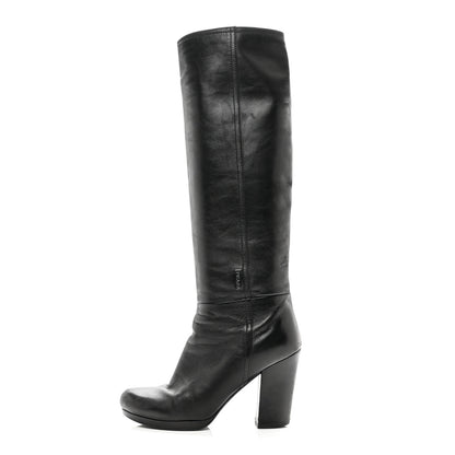 Prada Calfskin Knee Boots 39 Black 1 of 10
