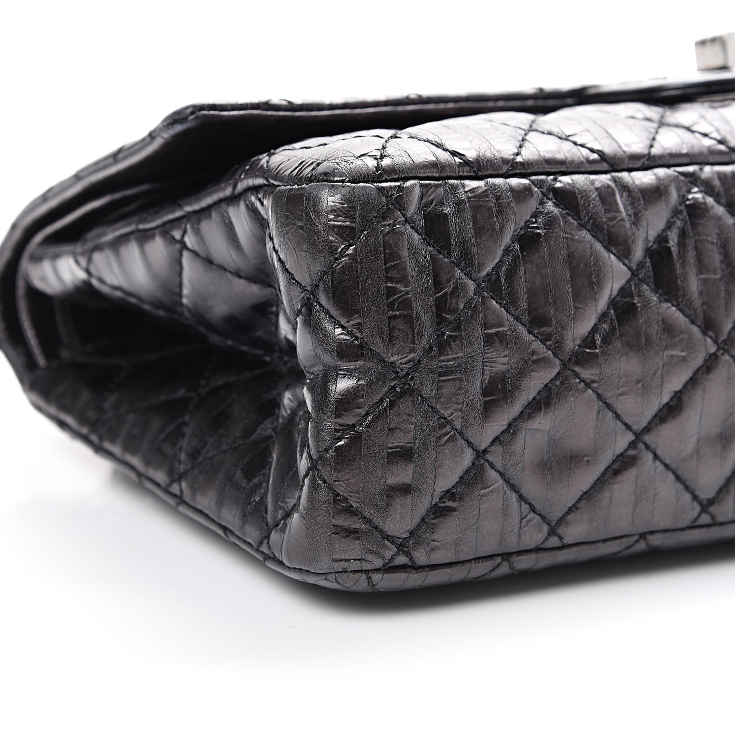 Metallic Calfskin Striped 2.55 Reissue 226 Flap Black