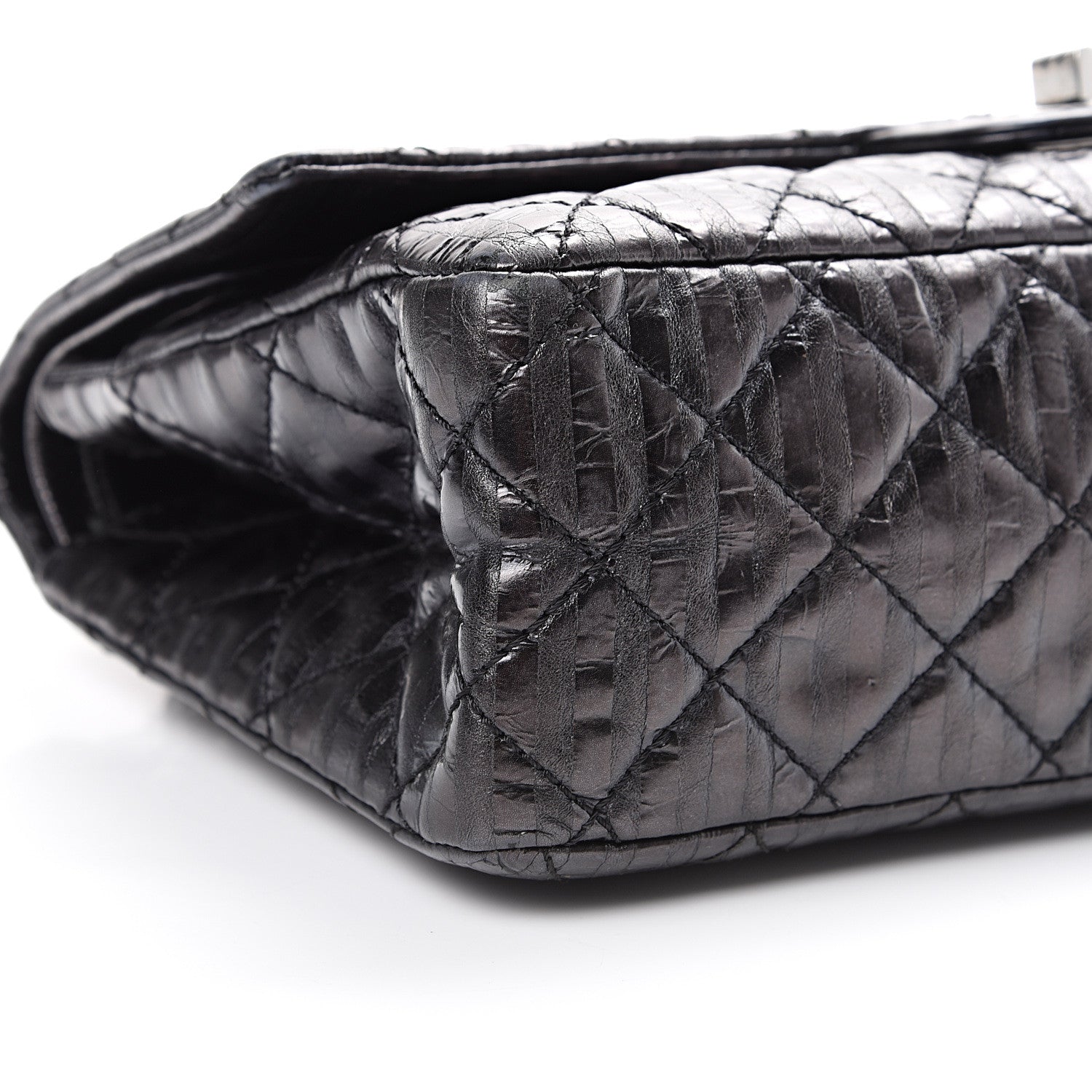 Chanel Metallic Calfskin Striped 2.55 Reissue 226 Flap Black 12 of 14