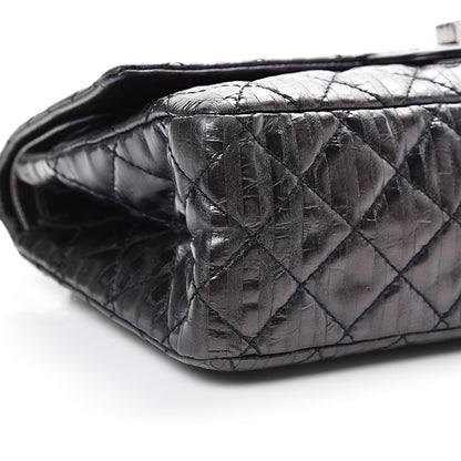 Chanel Metallic Calfskin Striped 2.55 Reissue 226 Flap Black 12 of 14