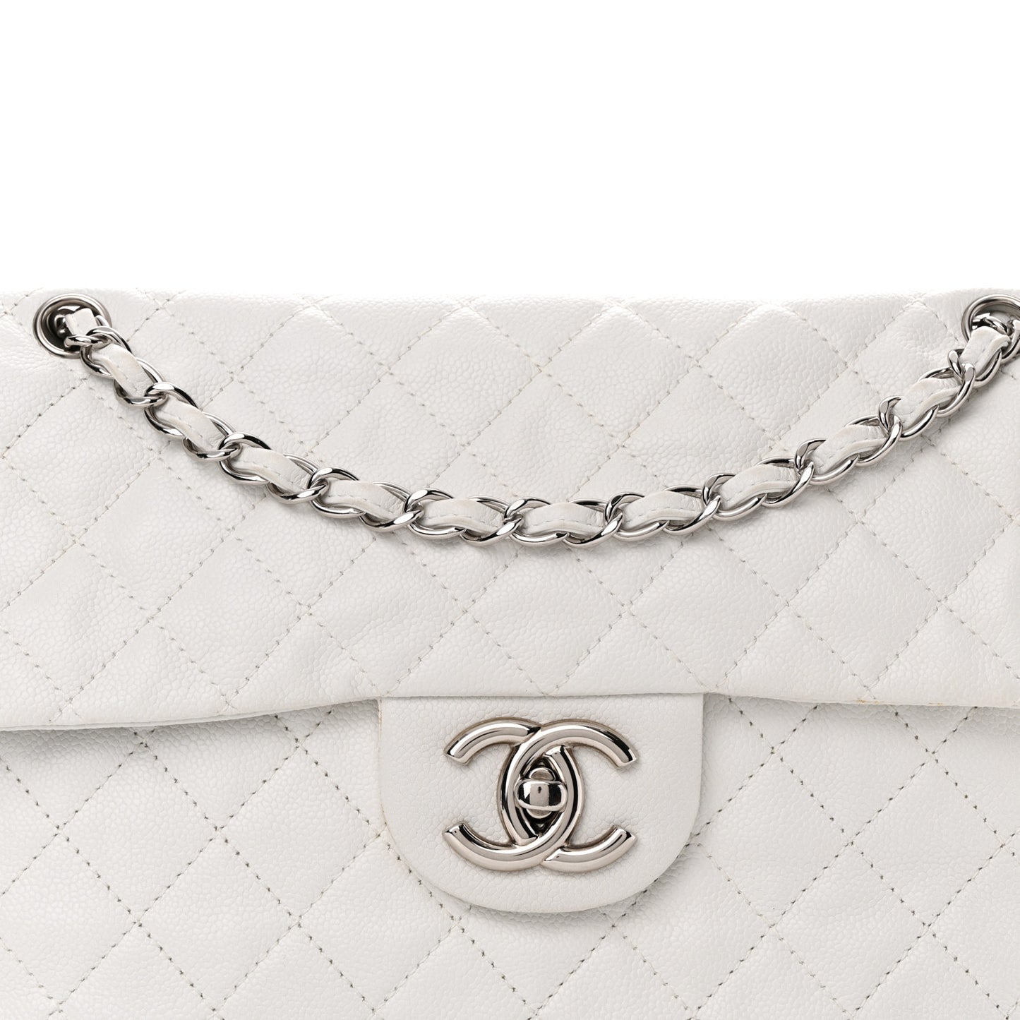Caviar Quilted Maxi Single Flap White