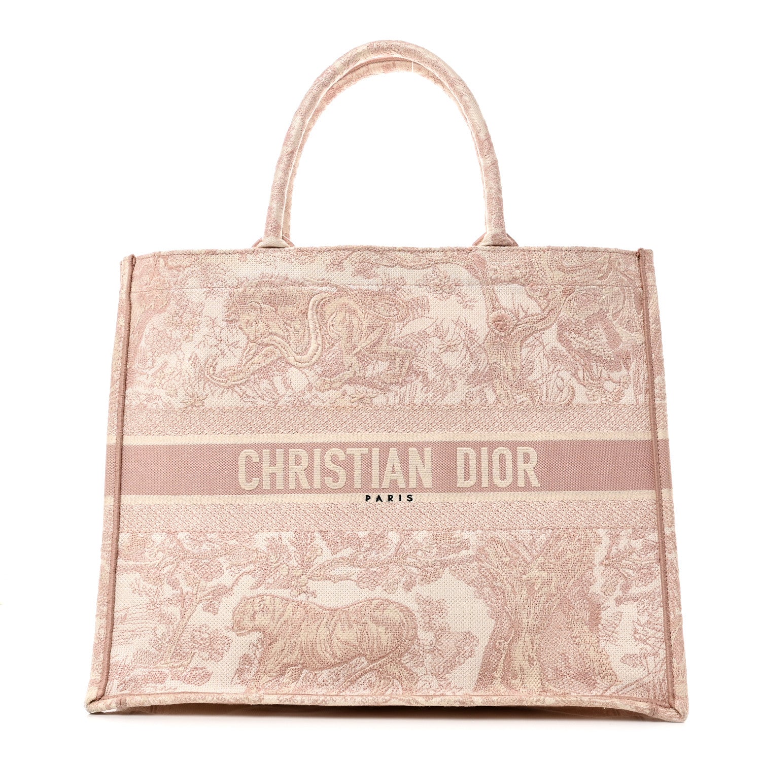Christian Dior Canvas Toile De Jouy Embroidered Large Book Tote Pink 1 of 11