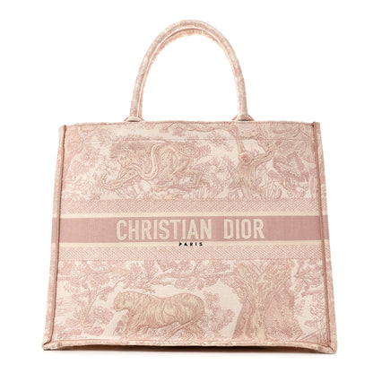Christian Dior Canvas Toile De Jouy Embroidered Large Book Tote Pink 1 of 11