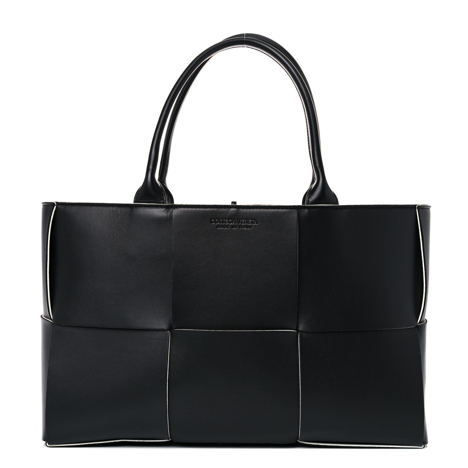 Bottega Veneta Nappa Maxi Intrecciato Medium Arco Tote Black White 3 of 14