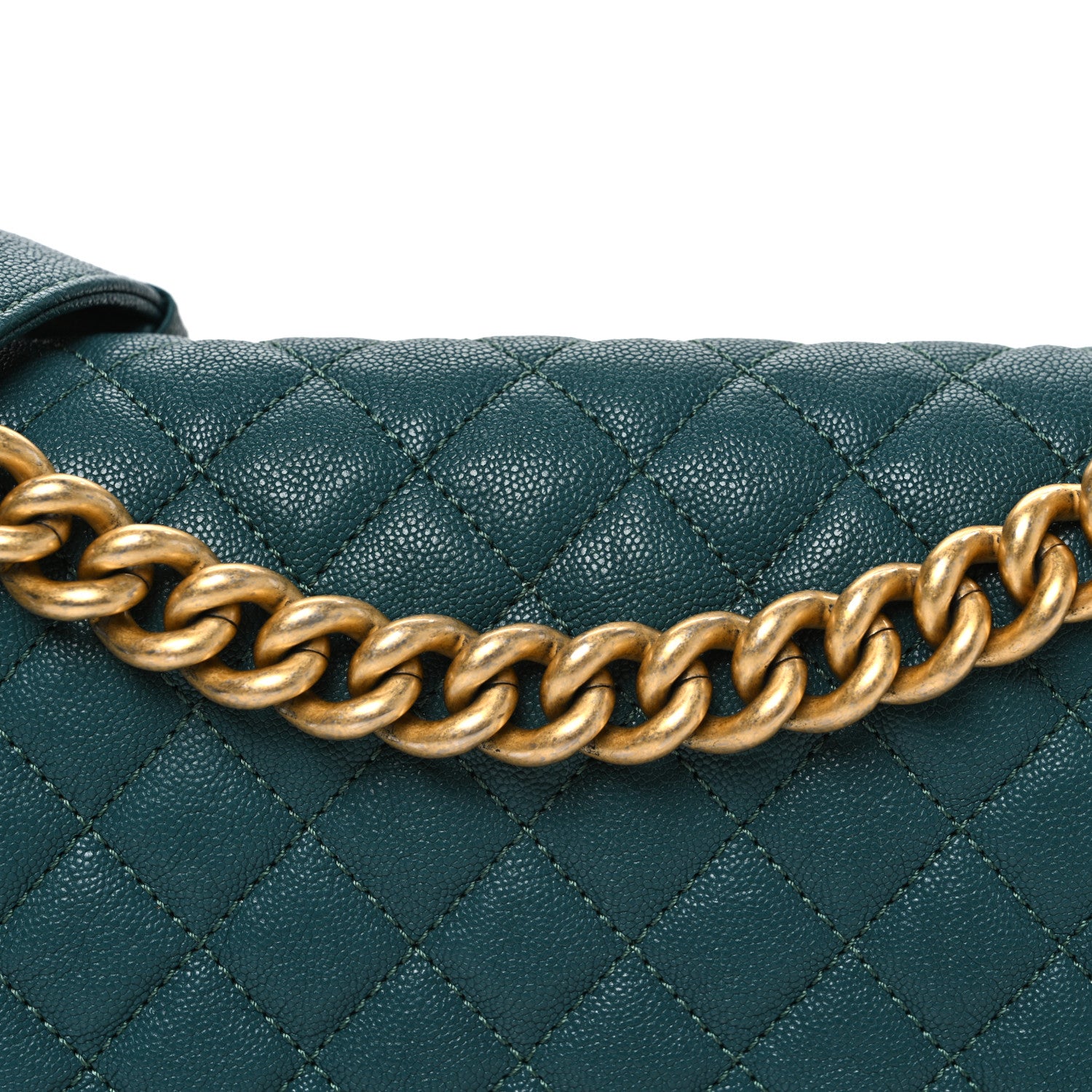 Chanel Caviar Quilted Medium Boy Flap Dark Green 8 of 10