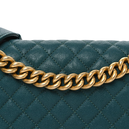 Chanel Caviar Quilted Medium Boy Flap Dark Green 8 of 10