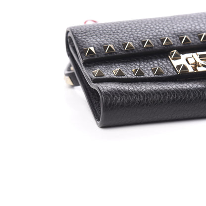 Valentino Garavani Grainy Calfskin Rockstud Double Flap Belt Bag Black 6 of 8