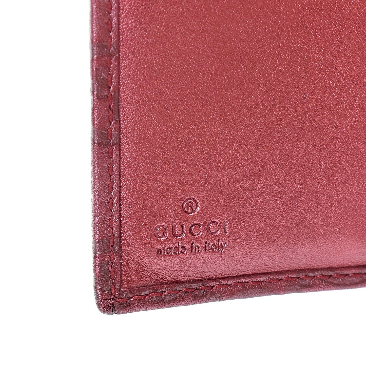 Metallic Guccissima Heart French Flap Wallet Red