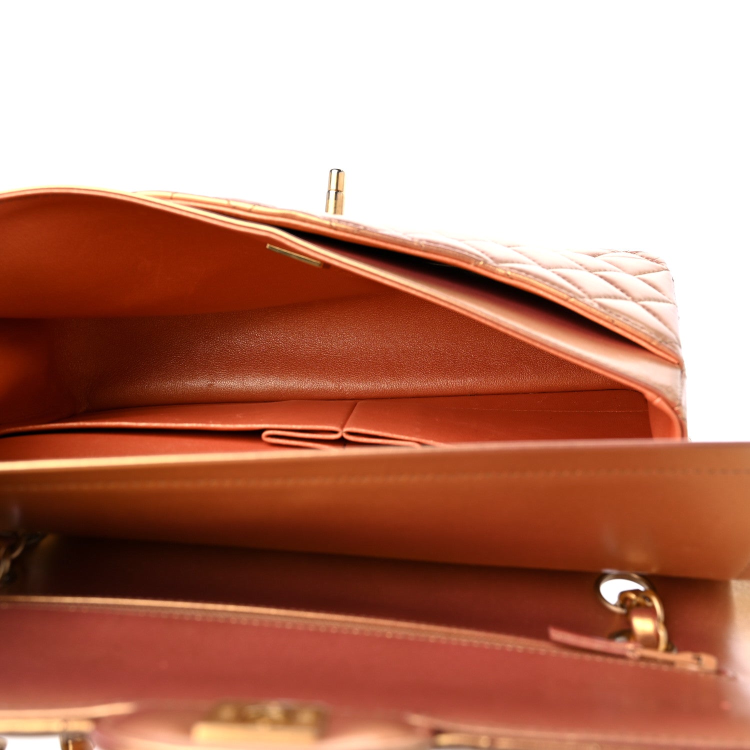 Chanel Metallic Lambskin Quilted Medium Double Flap Golden 5 of 12