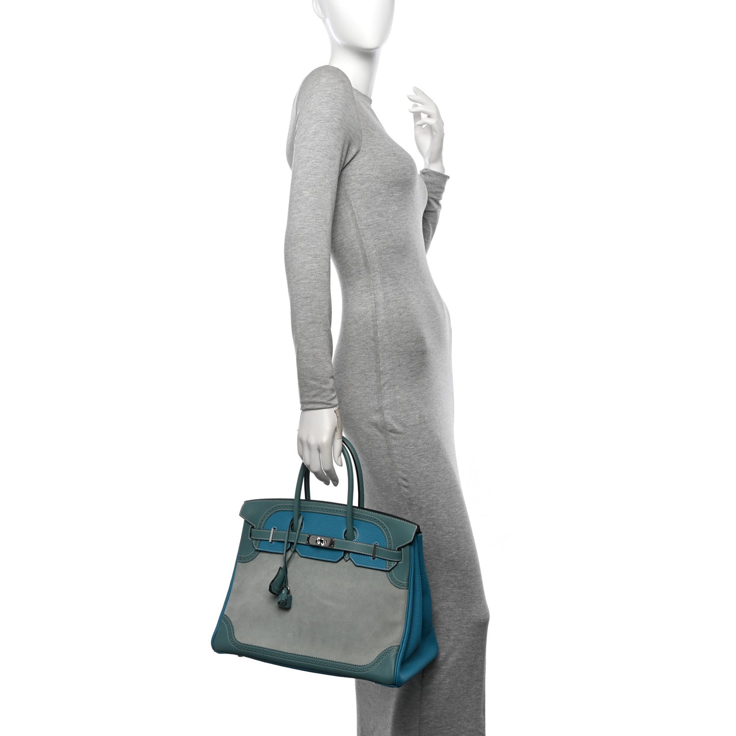 Veau Doblis Taurillon Clemence Evergrain Ghillies Birkin 35 Turquoise Ciel