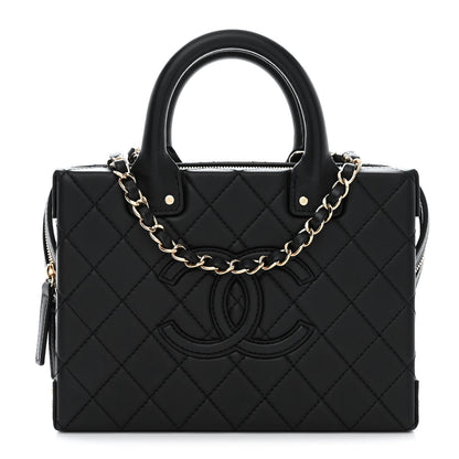 Chanel Calfskin Quilted Studded Square Vanity Case Black 1 of 10