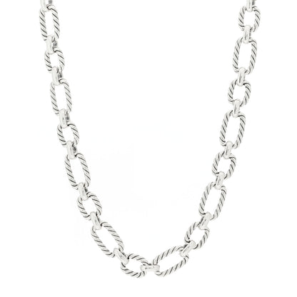 David Yurman Sterling Silver Blue Sapphire 9.5mm Cushion Link Chain Necklace 1 of 5