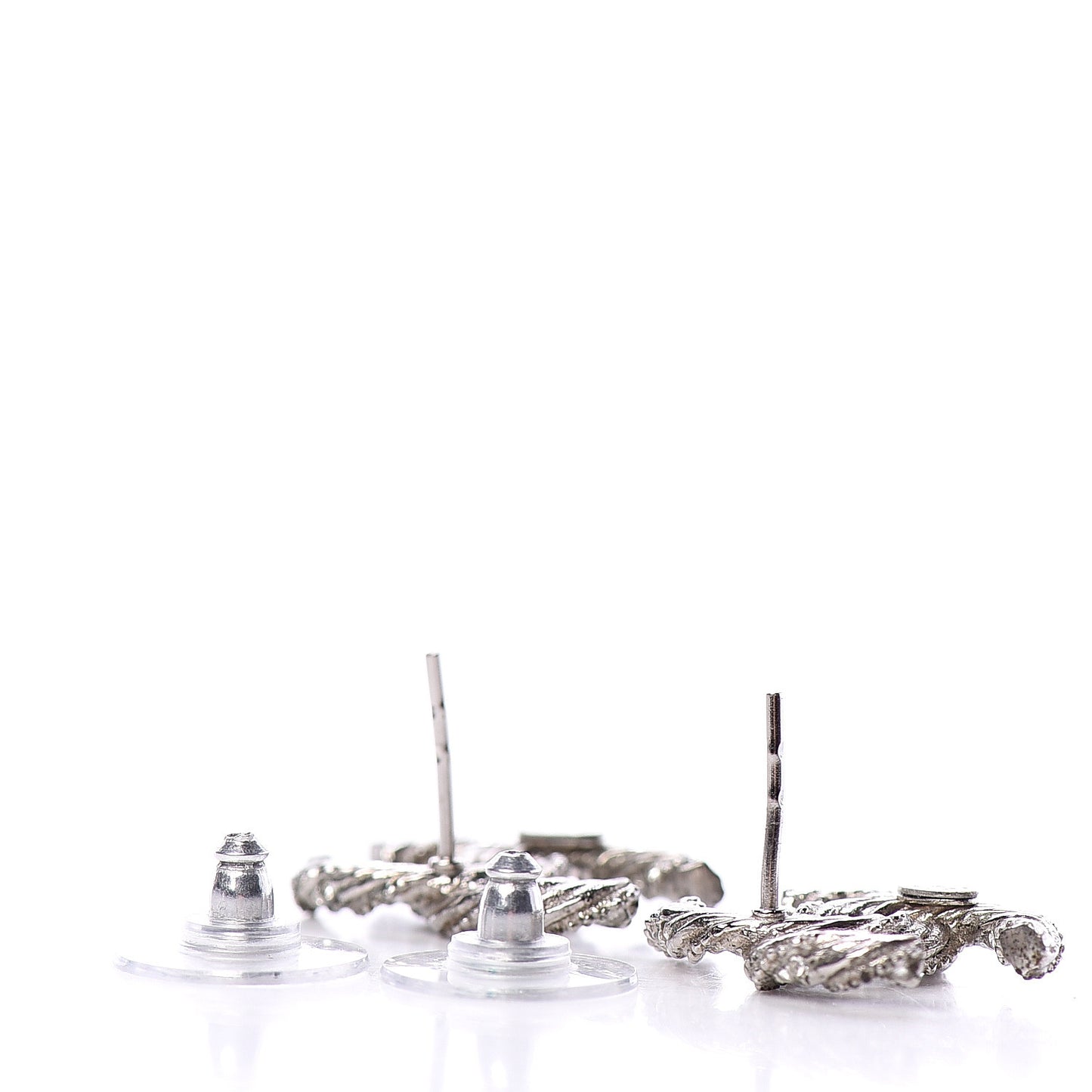 Crystal CC Twisted Earrings Silver