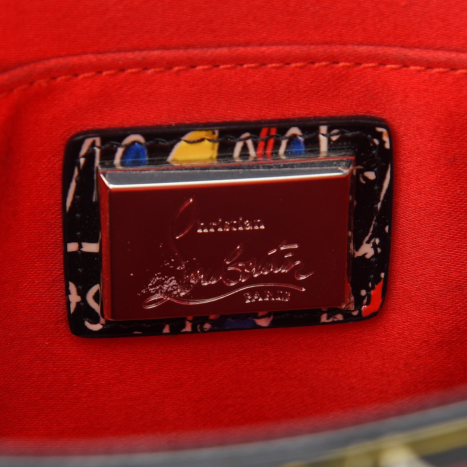 Christian Louboutin Patent Loubitag Loubiclutch Graffiti Clutch Black 6 of 10