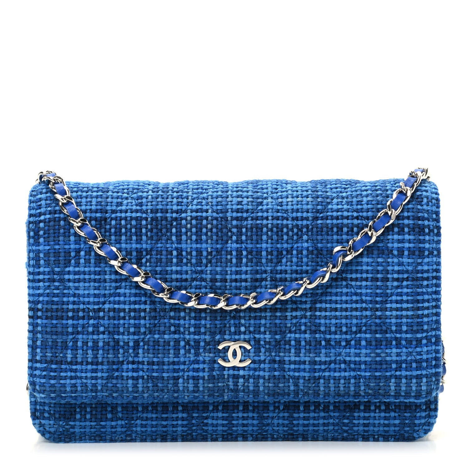 Chanel Tweed Wallet On Chain WOC Blue 1 of 11