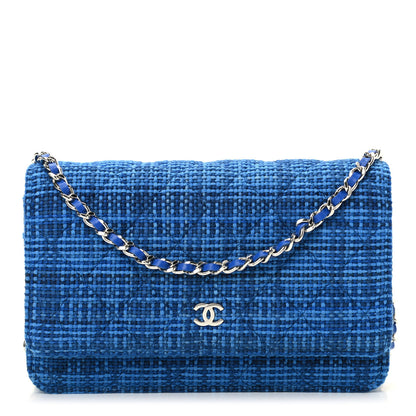 Chanel Tweed Wallet On Chain WOC Blue 1 of 11