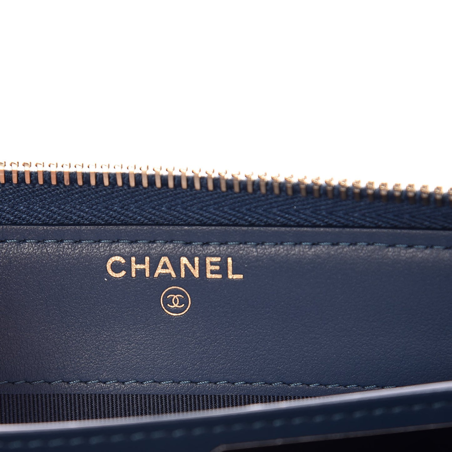 Metallic Caviar Quilted Large Gusset Zip Around Wallet Dark Blue