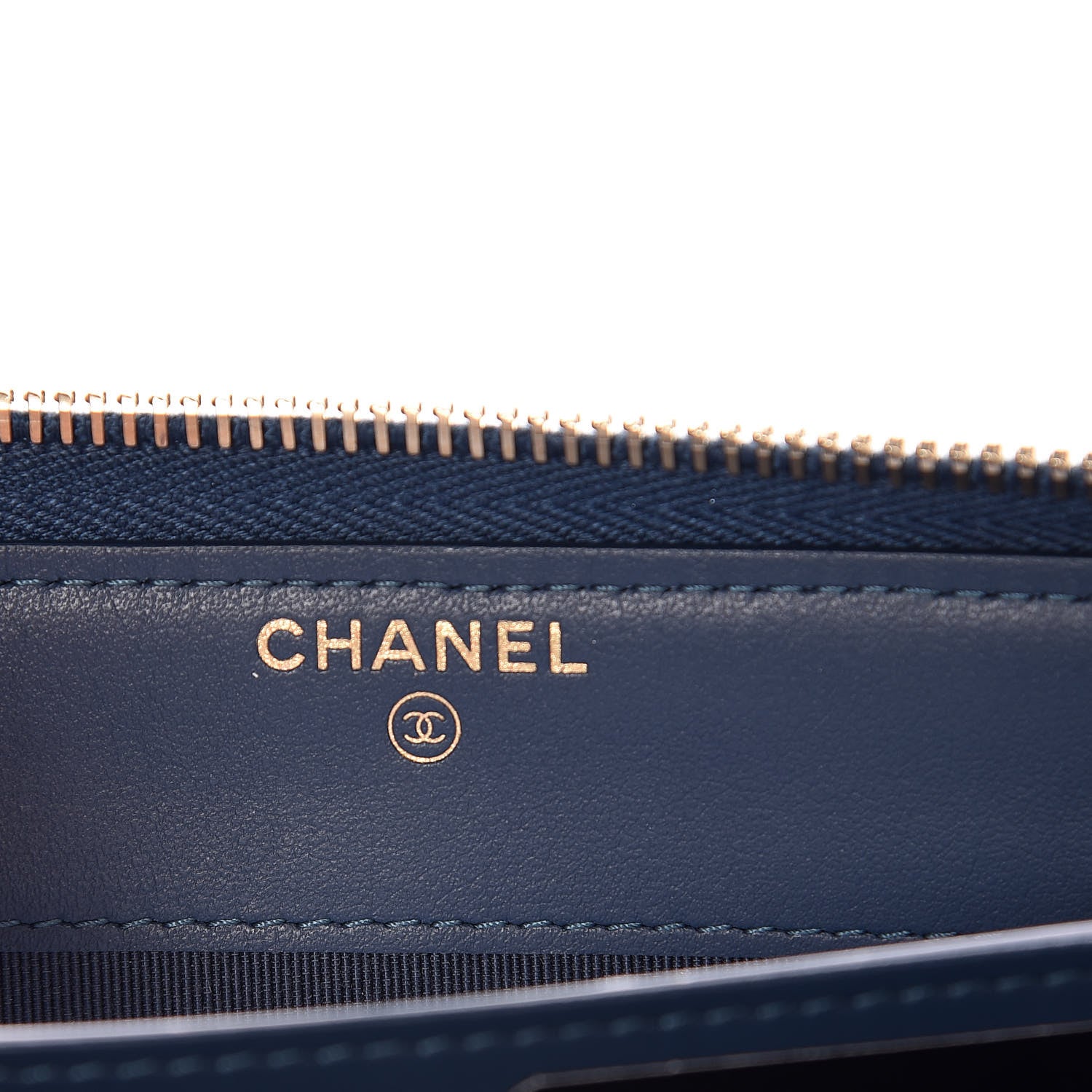 Chanel Metallic Caviar Quilted Large Gusset Zip Around Wallet Dark Blue 6 of 11