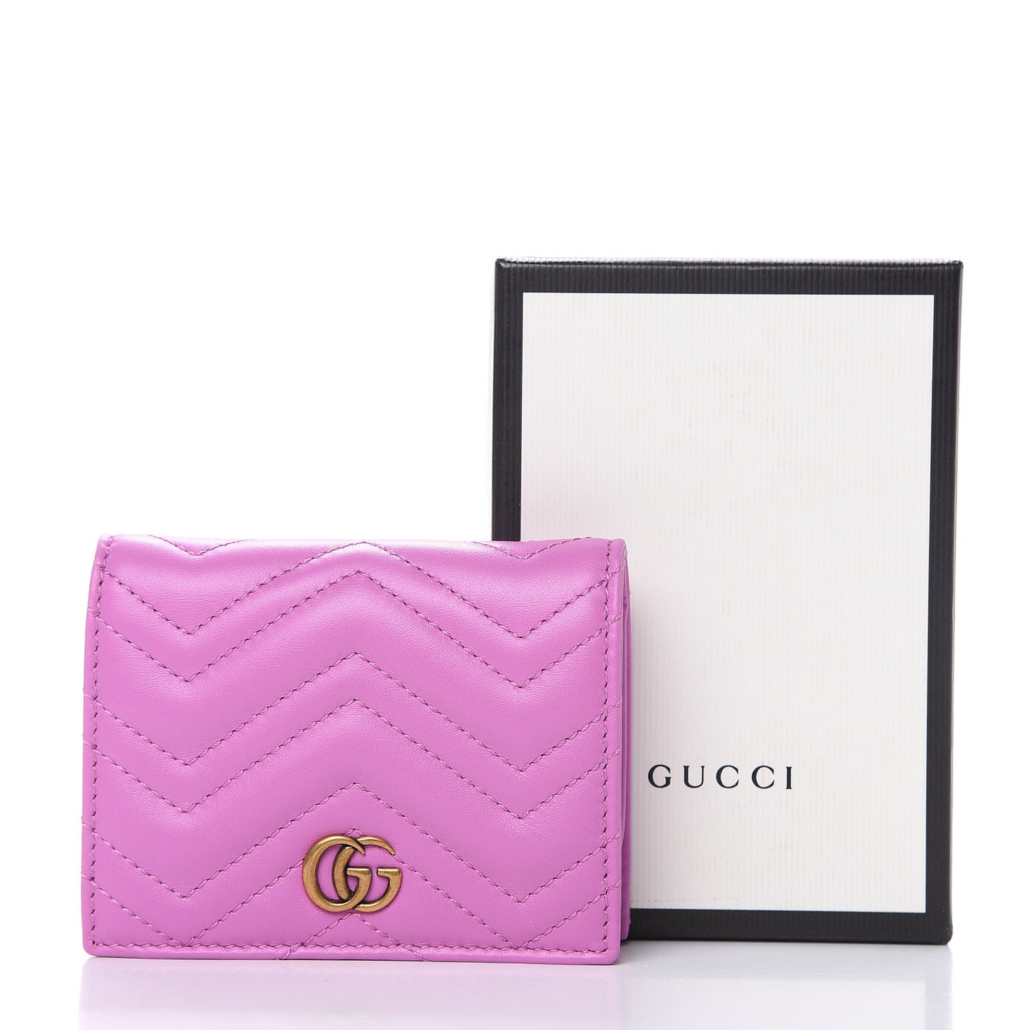 Calfskin Matelasse GG Marmont Card Case Candy Mousse