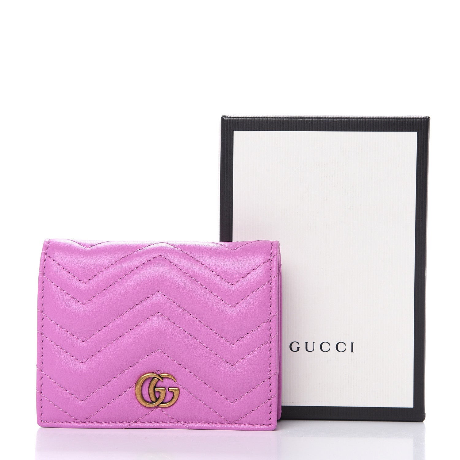 Gucci Calfskin Matelasse GG Marmont Card Case Candy Mousse 8 of 8