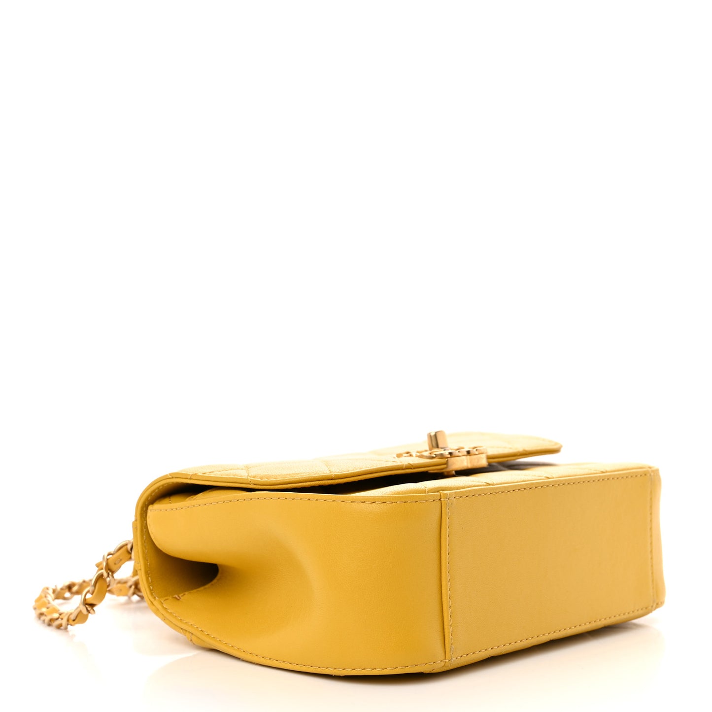 Lambskin Quilted Small Chain Infinity Top Handle Flap Yellow