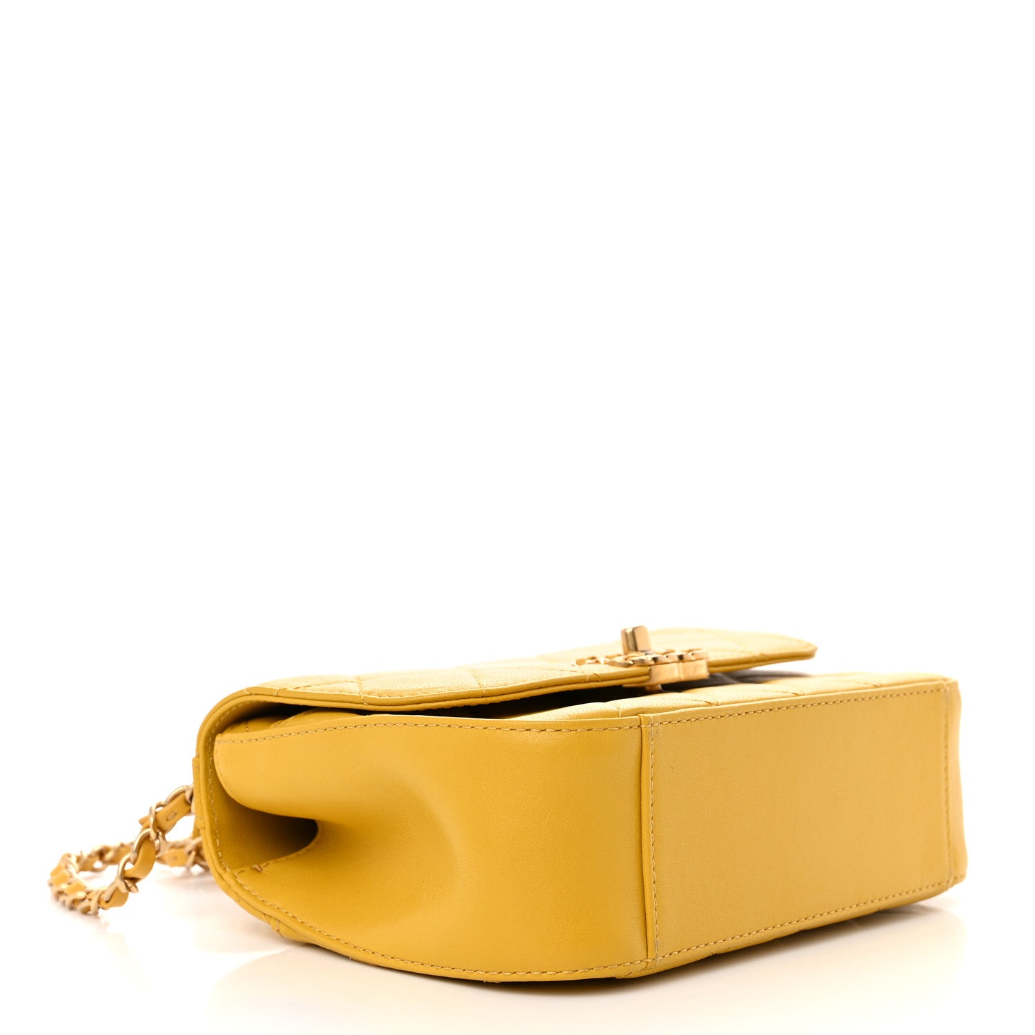 Chanel Lambskin Quilted Small Chain Infinity Top Handle Flap Yellow 4 of 10