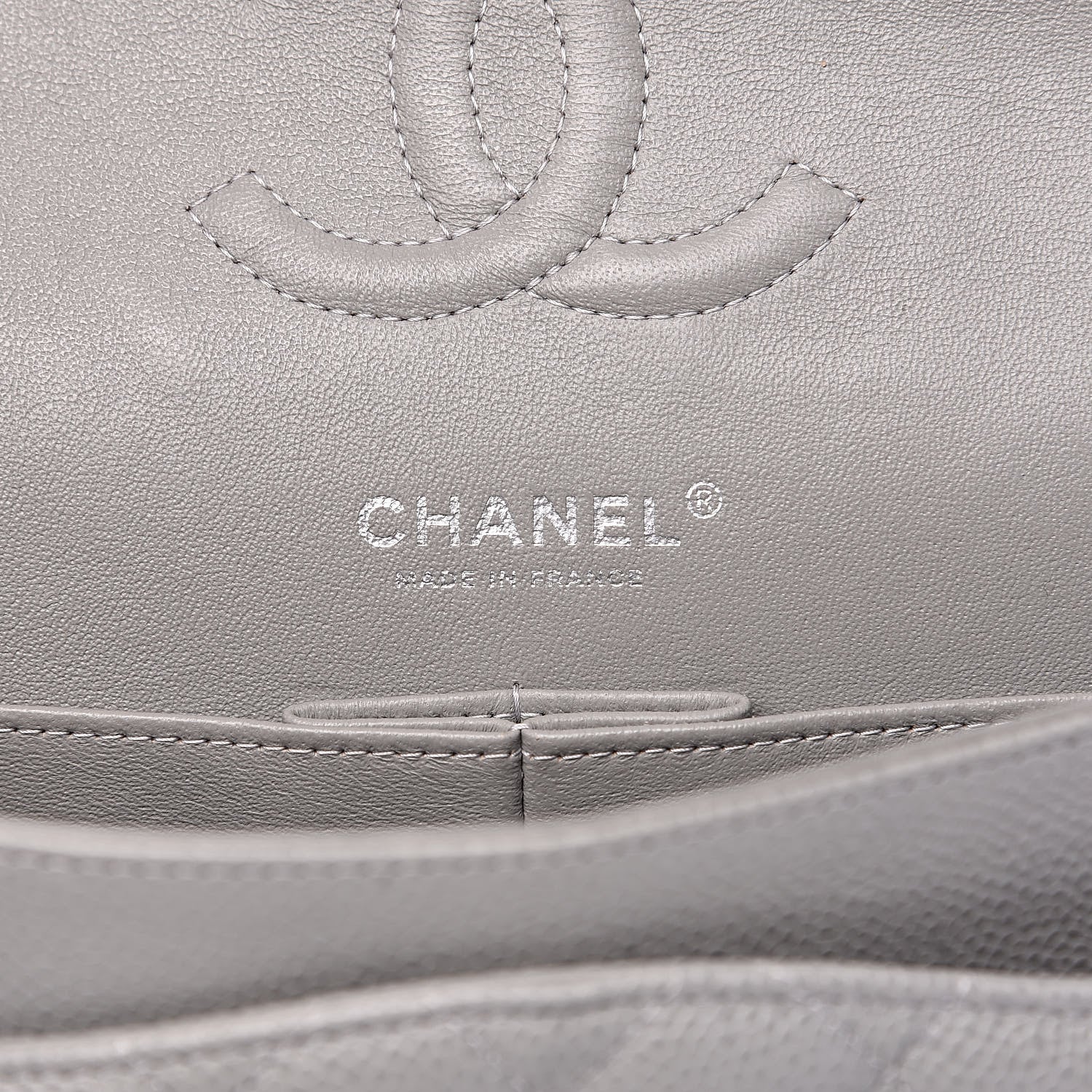 Chanel Caviar Quilted Medium Double Flap Grey 6 of 12