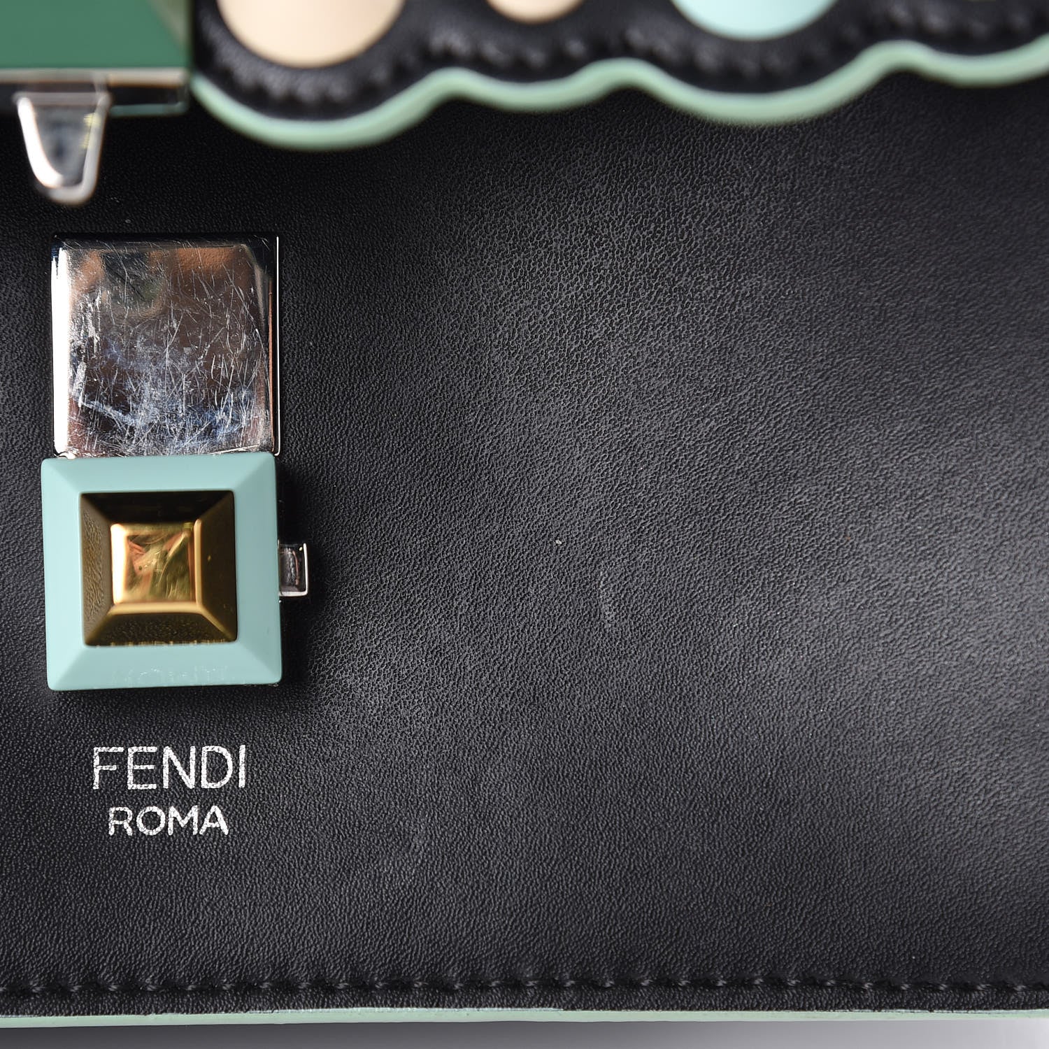 Fendi Vitello Liberty Scalloped Studded Small Kan I Shoulder Bag Black Multicolor 10 of 14