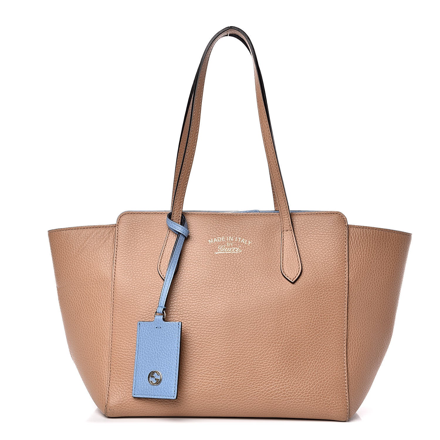 Gucci Dollar Calfskin Small Swing Tote Camelia Mineral Blue 1 of 14
