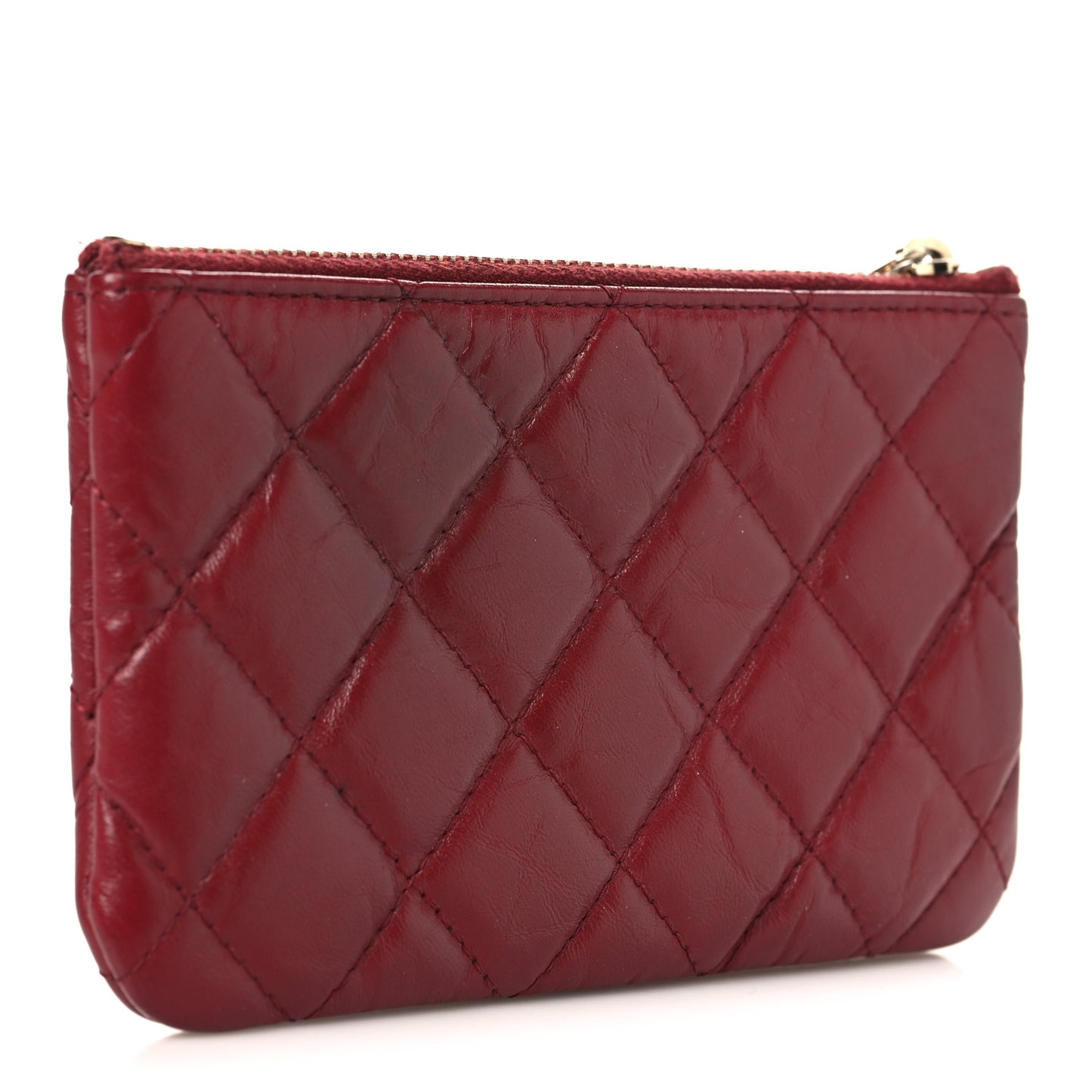 Aged Calfskin Quilted Small Reissue Cosmetic Case Red